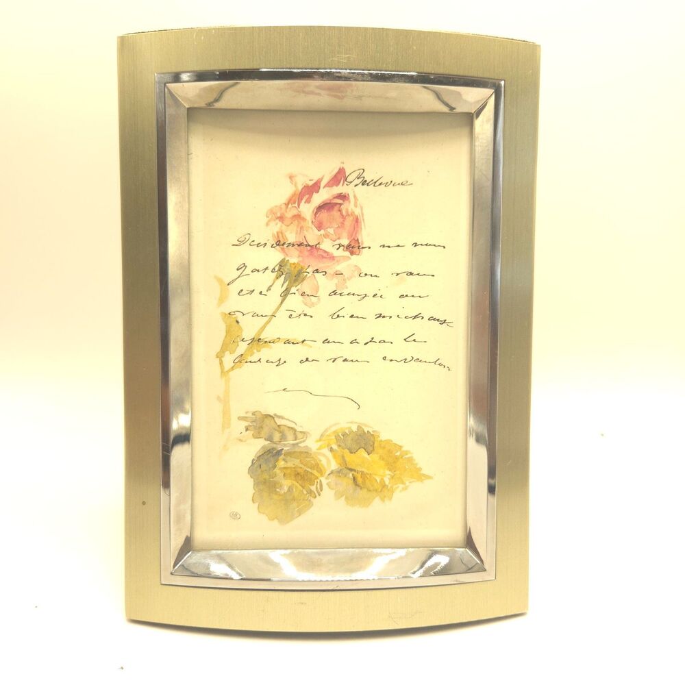Brushed Gold & Silver Tone Curved Photo Frame 4x6 Tabletop